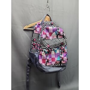 adidas Backpack Purple Checkers Graffiti Womens 2 Pockets